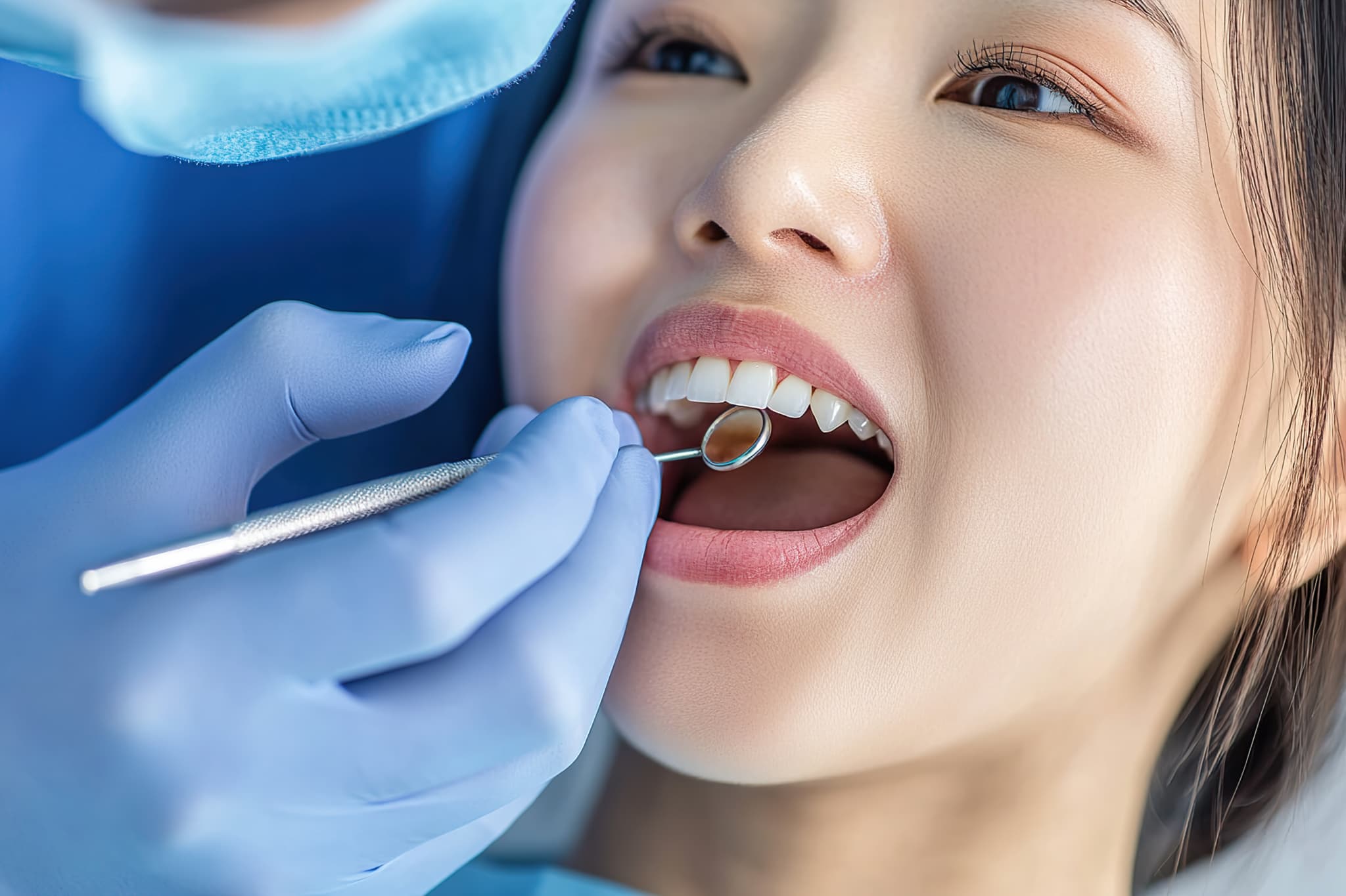 歯科医院で治療を受ける女性